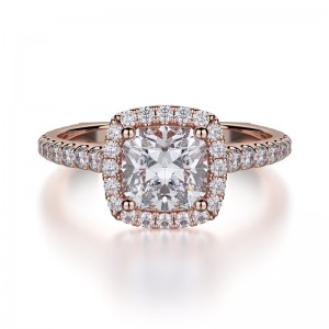R559S-1 Europa Rose Gold Cushion Cut Engagement Ring 0.75