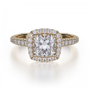 R559S-1 Europa Yellow Gold Cushion Cut Engagement Ring 0.75