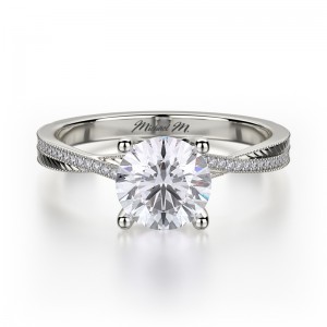 R575-0.75 M White Gold Round Engagement Ring 0.55