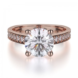R648-2 Love Rose Gold Round Engagement Ring 1.5