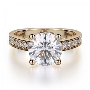 R648-2 Love Yellow Gold Round Engagement Ring 1.5