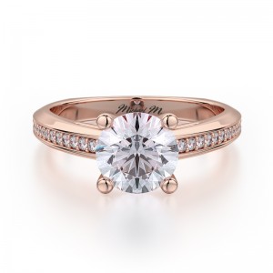 R650-1 M Rose Gold Round Engagement Ring 0.75