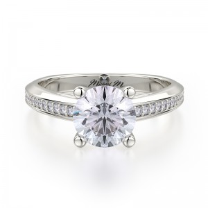 R650-1 M White Gold Round Engagement Ring 0.75