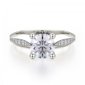 R651-1 M White Gold Round Engagement Ring 0.75