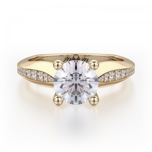 R651-1 M Yellow Gold Round Engagement Ring 0.75