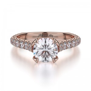 R655S-1 Stella Rose Gold Round Engagement Ring 0.75