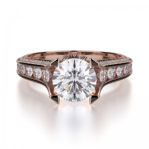 R678-1.5 Strada Rose Gold Round Engagement Ring 1.25