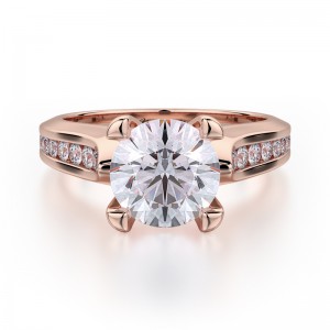 R684-1.5 Strada Rose Gold Round Engagement Ring 1.25