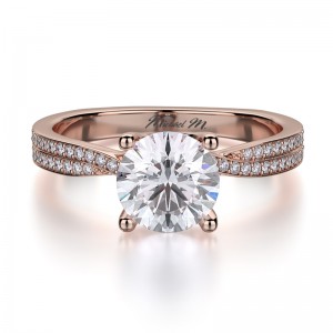 R694-1 Love Rose Gold Round Engagement Ring 0.75