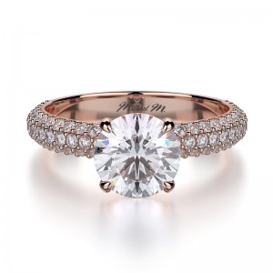 R699-1.5 Crown Rose Gold Round Engagement Ring 1.25