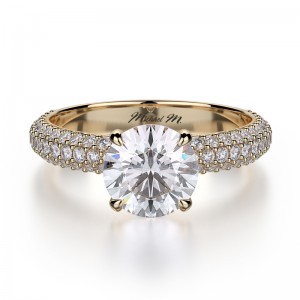 R699-1.5 Crown Yellow Gold Round Engagement Ring 1.25