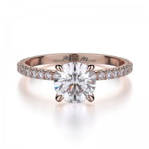 R706-1 Crown Rose Gold Round Engagement Ring 0.75