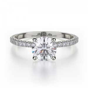 R706-1 Crown White Gold Round Engagement Ring 0.75
