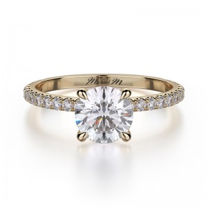 R706-1 Crown Yellow Gold Round Engagement Ring 0.75