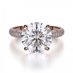 R707-3 Crown Rose Gold Round Engagement Ring 2.75