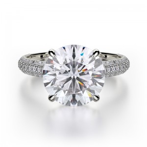 R707-3 Crown White Gold Round Engagement Ring 2.75