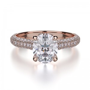 R708-2 Crown Rose Gold Round Engagement Ring 1.75