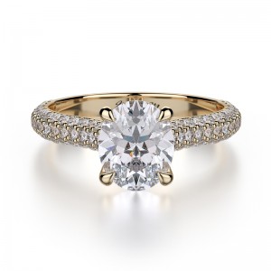 R708-2 Crown Yellow Gold Round Engagement Ring 1.75