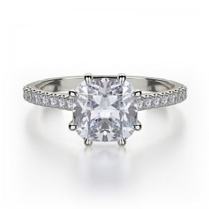 R712-1.5 Crown Platinum Cushion Cut Engagement Ring 1.25