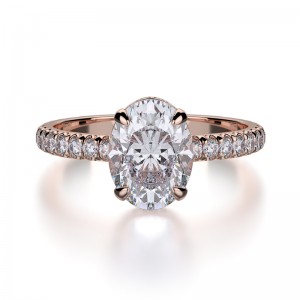 R715-2 Crown Rose Gold Oval Cut Engagement Ring 1.75