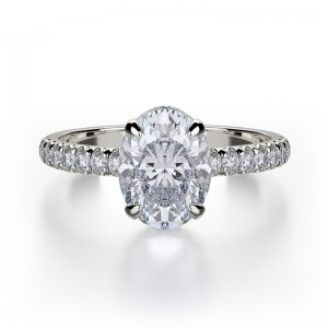 R715-2 Crown Platinum Oval Cut Engagement Ring 1.75