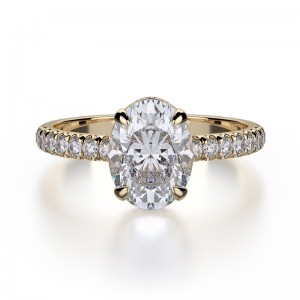 R715-2 Crown Yellow Gold Oval Cut Engagement Ring 1.75