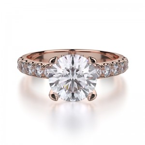 R716-2 Crown Rose Gold Round Engagement Ring 1.75