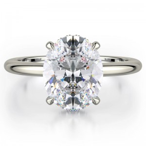 R750-3 Crown Oval Cut Solitaire Engagement Ring