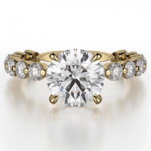 R782-1.5 Crown Delicate Yellow Gold Round Engagement Ring