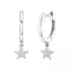 SC22004868V2 0.04 CT Diamond White Gold Star Huggie Earrings