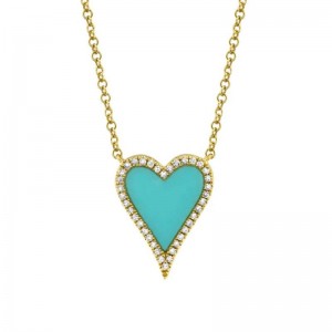SC55003629 Kate 0.09CT Diamond and Turquoise Heart Necklace