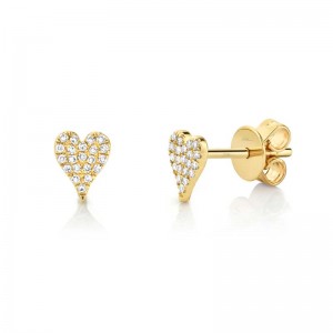 SC55006718 Kate Pave Heart Stud Earrings In14k Yellow Gold