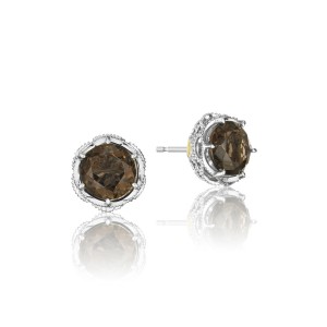 SE10517 Color Medley Silver Smokey Quartz Stud Earrings