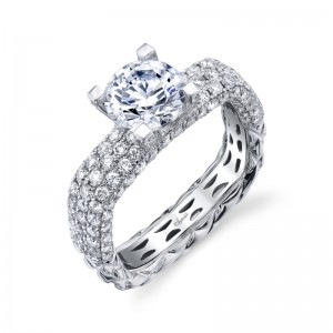 18K White Gold Cushion Engagement Ring