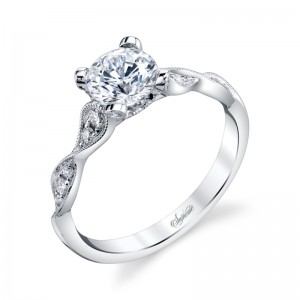 18K White Gold Contemporary Engagement Ring