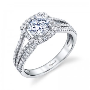 18K White Gold Halo Engagement Ring