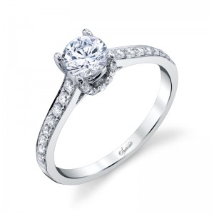 18K White Gold Round Brilliant-Cut Diamond Engagement Ring