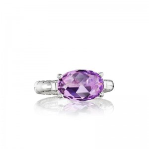 SR13901 Lilac Blossoms Silver Amethyst Simple Ring