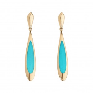 Kabana Turquoises Drop Earrings In 14 Karat Yellow Gold