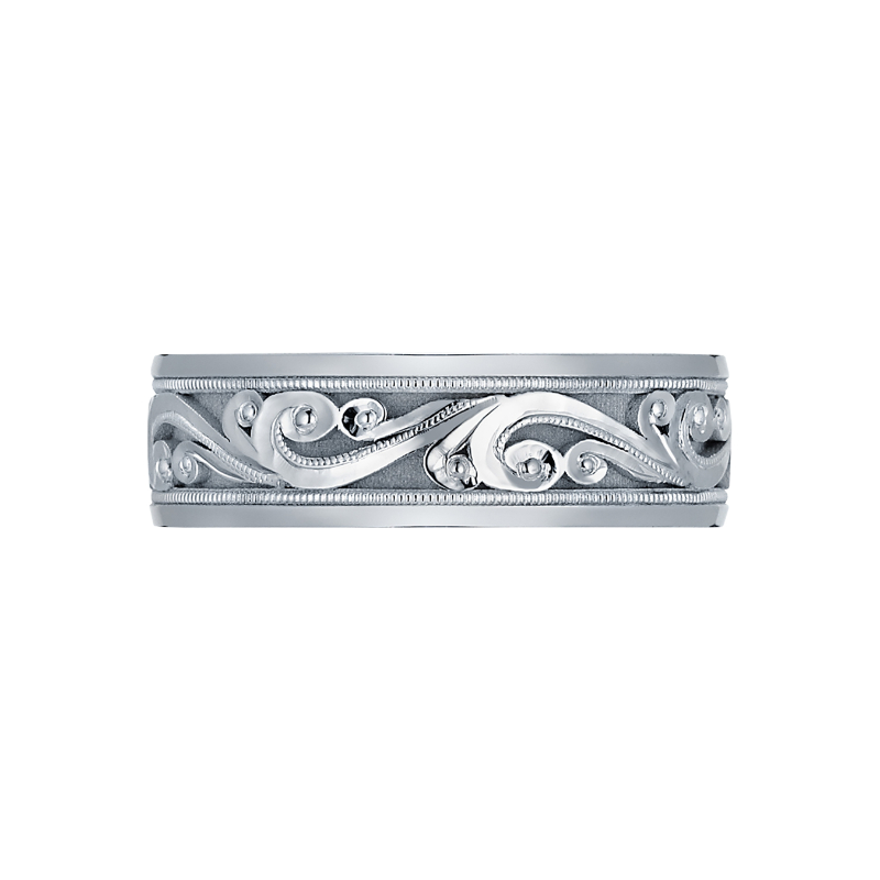 104-7 Sculpted Crescent Men's Platinum Wedding Band