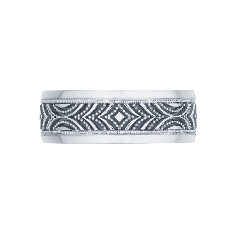 117-8 Sculpted Crescent Men's Platinum Wedding Band