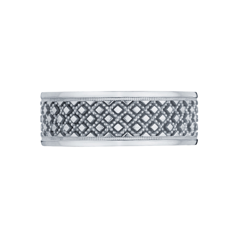 118-8 Sculpted Crescent Men's Platinum Wedding Band