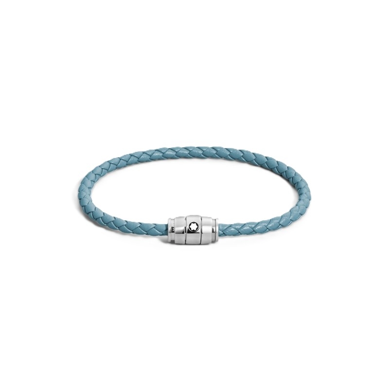 13429368 Three Rings Stainless Steel Smoky Blue Leather Bracelet