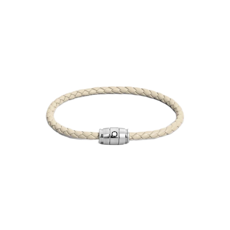 13431463 Three Rings Stainless Steel Leather Bracelet In Cloudy Beige