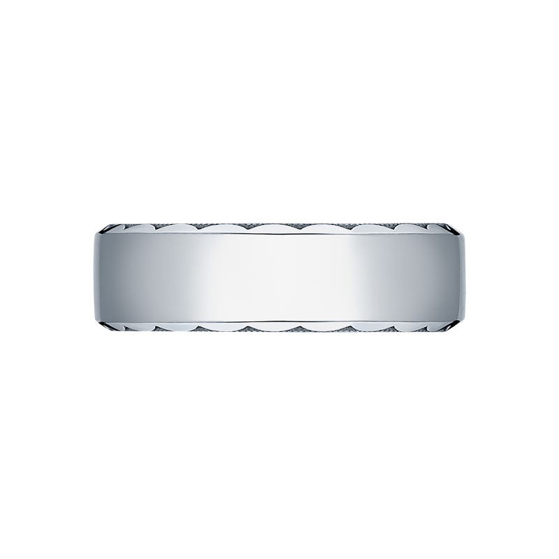 64-7 Sculpted Crescent Men's White Gold Wedding Band