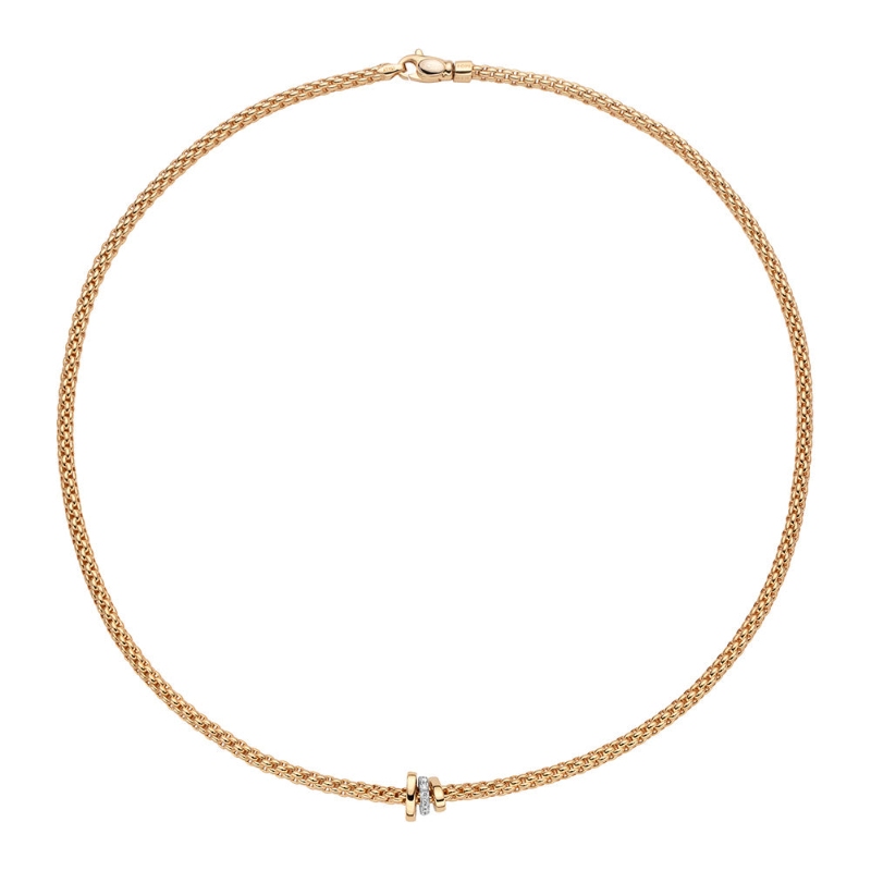 74408CX_BB_G_GBG_043 Prima Collection Diamond Necklace In 18 Karat White & Yellow Gold