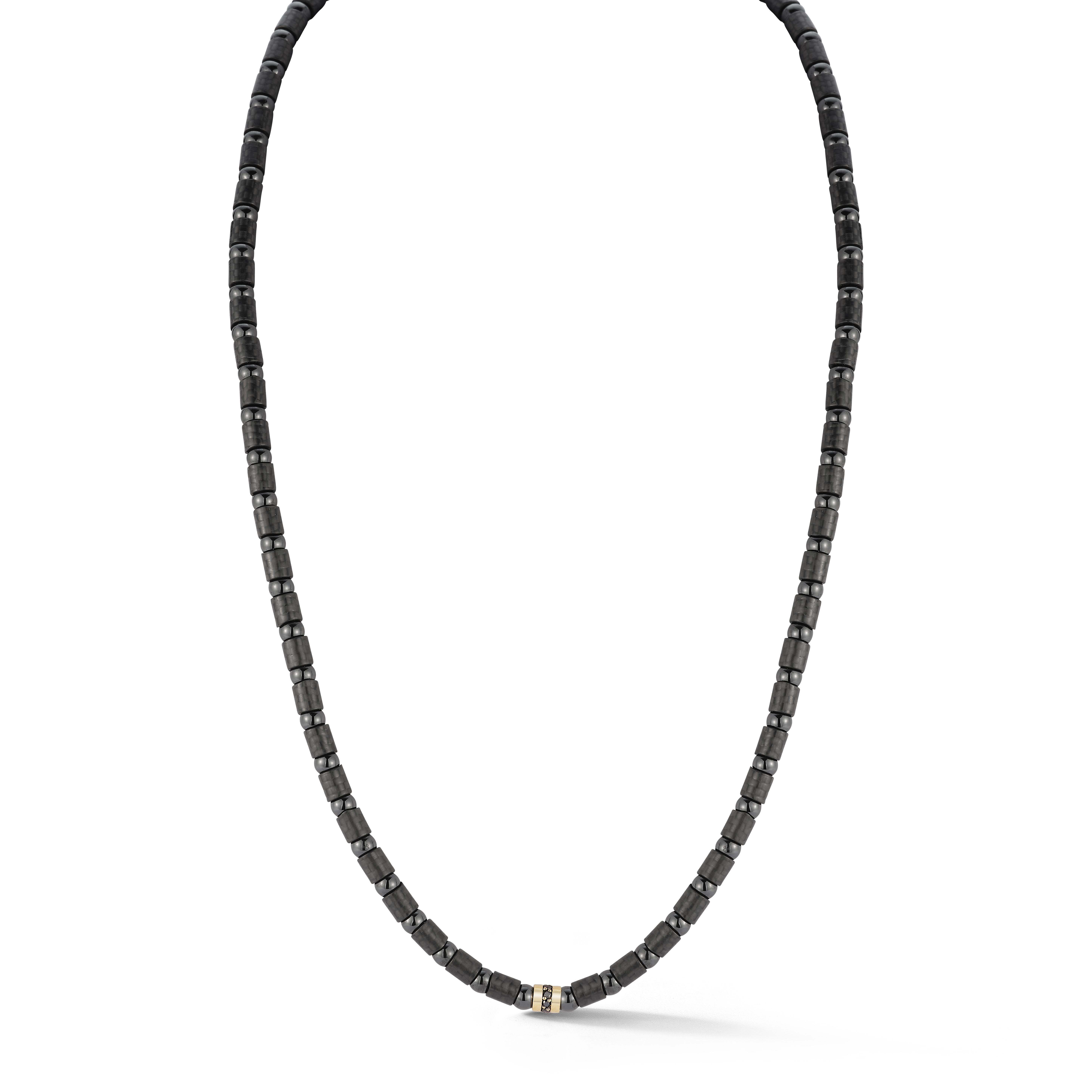 9C2N1DNOG-22 Necklace In 18 Karat Yellow Gold/black Carbon With Black Diamonds
