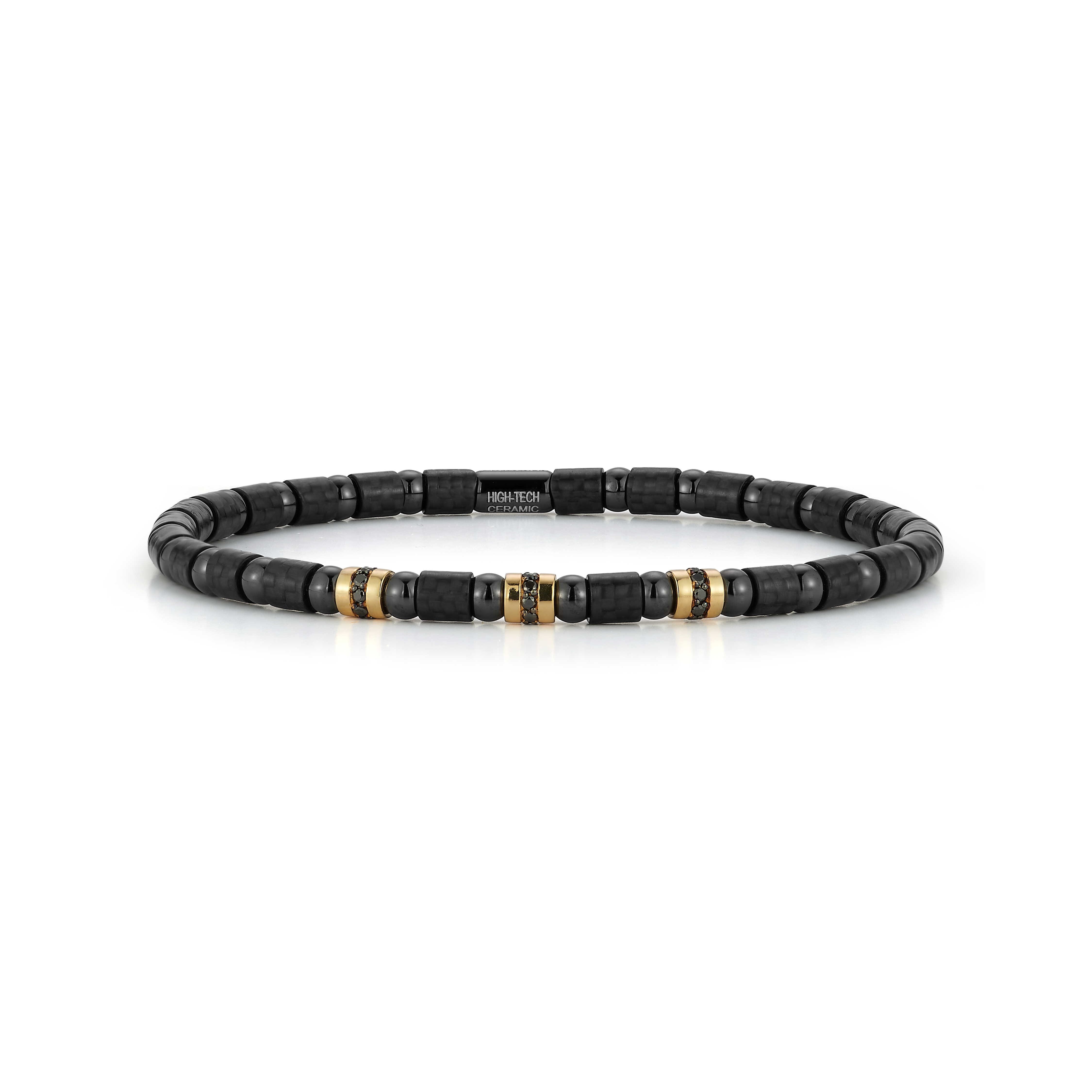 9C4N3DNOG1-XL Bracelet In 18 Karat Yellow Gold/black Carbon With Black Diamonds