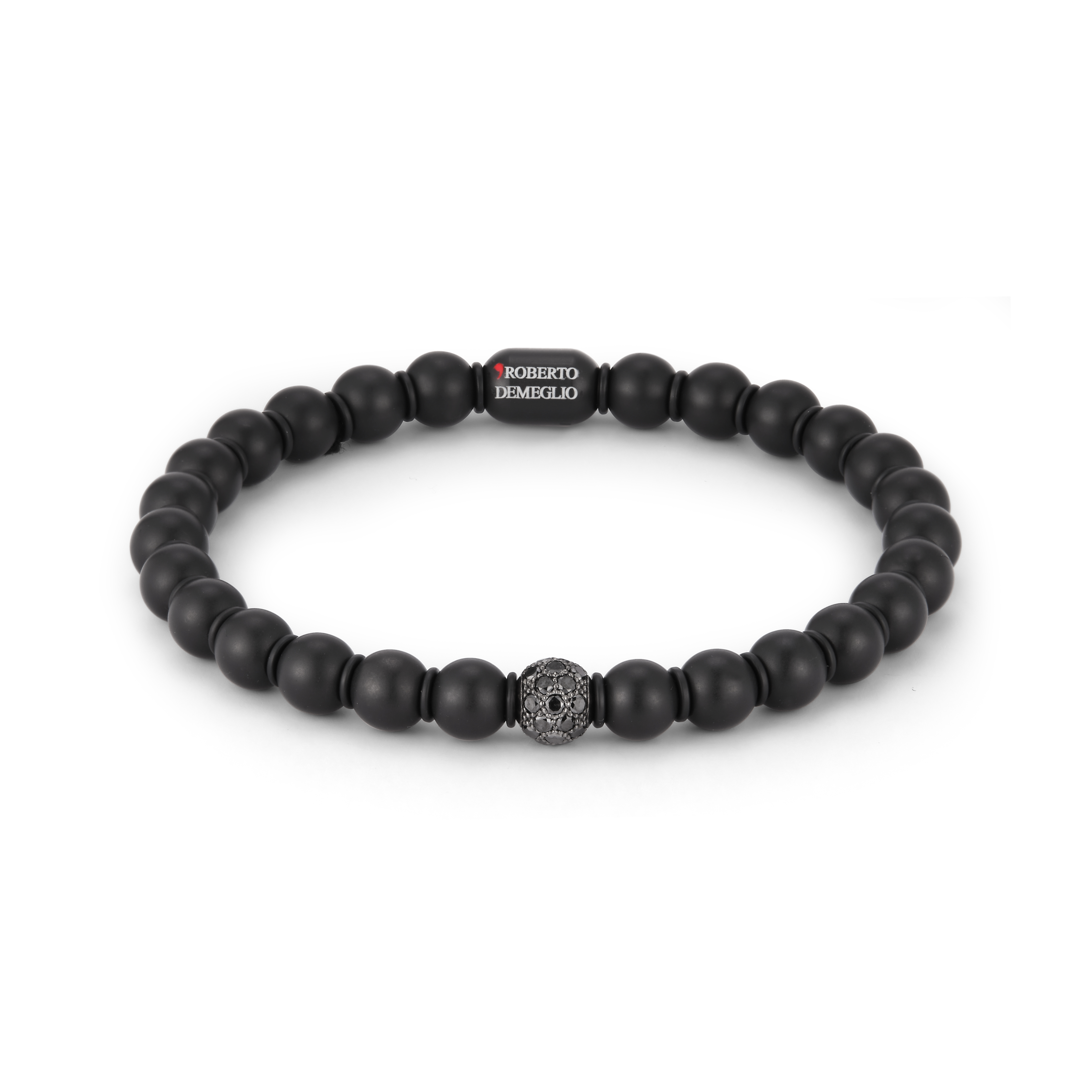 9S4GCN1DNS-XL Sfera Collection Bracelet In Matte' Black Ceramic With Black Diamonds
