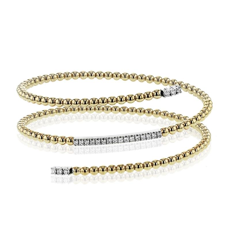 LB2166-Y Yellow and White Gold Diamond Bangle